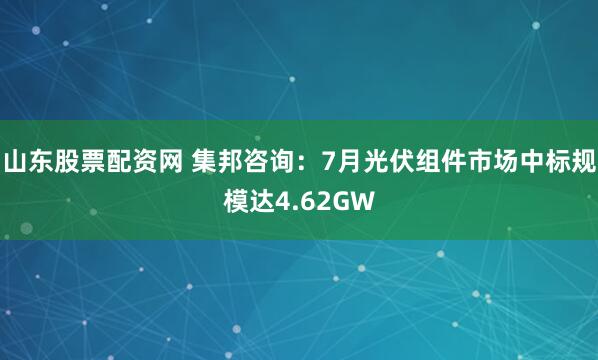 山东股票配资网 集邦咨询：7月光伏组件市场中标规模达4.62GW