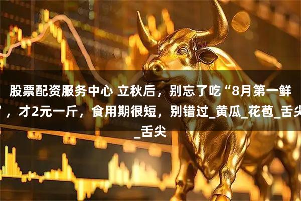 股票配资服务中心 立秋后，别忘了吃“8月第一鲜”，才2元一斤，食用期很短，别错过_黄瓜_花苞_舌尖
